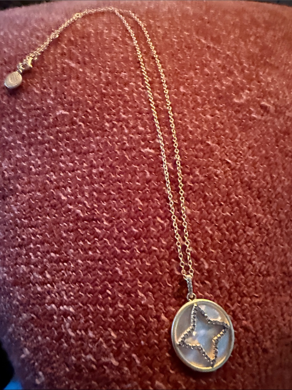 Freida Rothman Mother of Pearl Rhodium sterling silver & gold plating necklace.